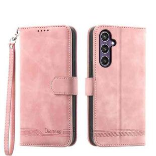 For Samsung Galaxy S24+ 5G Dierfeng Dream Line TPU + PU Leather Phone Case(Pink)