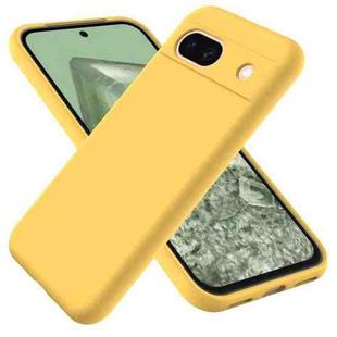 For Google Pixel 8a Pure Color Liquid Silicone Shockproof Phone Case(Yellow)