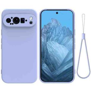 For Google Pixel 9 Pro XL Pure Color Liquid Silicone Shockproof Phone Case(Purple)