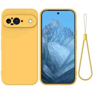 For Google Pixel 9 Pure Color Liquid Silicone Shockproof Phone Case(Yellow)