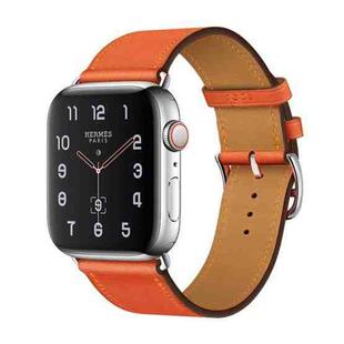 For Apple Watch Series 7 41mm / 6 & SE & 5 & 4 40mm / 3 & 2 & 1 38mm Leather  Watch Band(Orange)