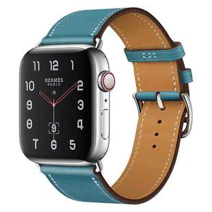 For Apple Watch Series 7 41mm / 6 & SE & 5 & 4 40mm / 3 & 2 & 1 38mm Leather  Watch Band(Blue)