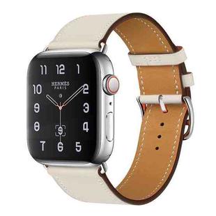For Apple Watch Series 7 41mm / 6 & SE & 5 & 4 40mm / 3 & 2 & 1 38mm Leather  Watch Band(Creamy-white)
