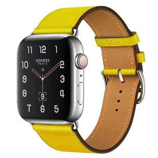 For Apple Watch Series 7 45mm / 6 & SE & 5 & 4 44mm / 3 & 2 & 1 42mm Leather  Watch Band(Yellow)