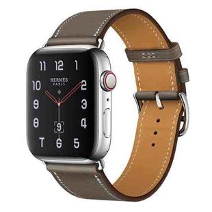 For Apple Watch Series 7 45mm / 6 & SE & 5 & 4 44mm / 3 & 2 & 1 42mm Leather  Watch Band(Grey)