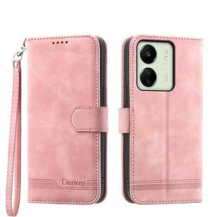 For Xiaomi Redmi 13C Dierfeng Dream Line TPU + PU Leather Phone Case(Pink)