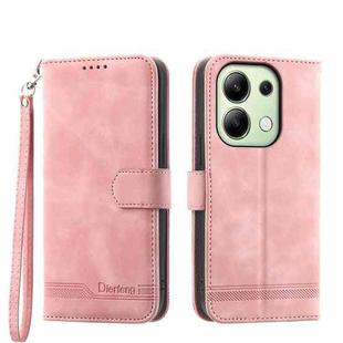 For Xiaomi Redmi Note13 4G Dierfeng Dream Line TPU + PU Leather Phone Case(Pink)