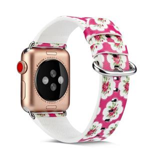 For Apple Watch Series 7 41mm / 6 & SE & 5 & 4 40mm / 3 & 2 & 1 38mm Floral Leather Watchband(F3)