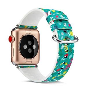 For Apple Watch Series 7 41mm / 6 & SE & 5 & 4 40mm / 3 & 2 & 1 38mm Floral Leather Watchband(F9)
