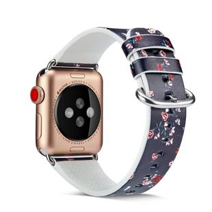 For Apple Watch Series 7 41mm / 6 & SE & 5 & 4 40mm / 3 & 2 & 1 38mm Floral Leather Watchband(F17)