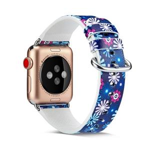 For Apple Watch Series 7 41mm / 6 & SE & 5 & 4 40mm / 3 & 2 & 1 38mm Floral Leather Watchband(F20)