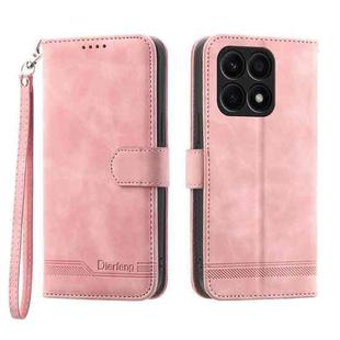 For Honor X8a 4G Dierfeng Dream Line TPU + PU Leather Phone Case(Pink)