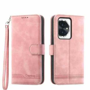 For Honor 100 Dierfeng Dream Line TPU + PU Leather Phone Case(Pink)