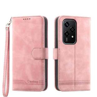 For Honor 200 Lite Global Dierfeng Dream Line TPU + PU Leather Phone Case(Pink)