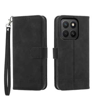 For Honor X8c 4G Dierfeng Dream Line TPU Hybrid PU Leather Phone Case(Black)