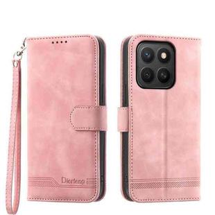 For Honor X8c 4G Dierfeng Dream Line TPU Hybrid PU Leather Phone Case(Pink)