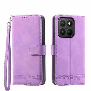 For Honor X8c 4G Dierfeng Dream Line TPU Hybrid PU Leather Phone Case(Purple)
