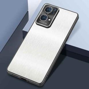 For OPPO Reno7 Pro Rain Silk Texture Shockproof Phone Case(White)