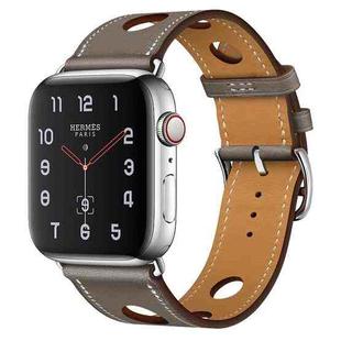 For Apple Watch Series 7 41mm / 6 & SE & 5 & 4 40mm / 3 & 2 & 1 38mm Leather Three Holes Watch Band(Grey)