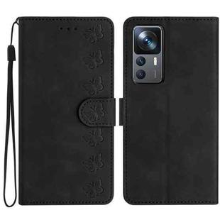 For Xiaomi 12T / 12T Pro Seven Butterflies Embossed Leather Phone Case(Black)