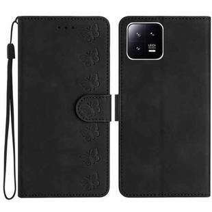 For Xiaomi 13 Seven Butterflies Embossed Leather Phone Case(Black)