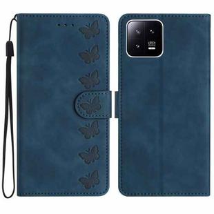 For Xiaomi 13 Pro Seven Butterflies Embossed Leather Phone Case(Blue)