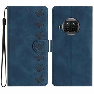 For Xiaomi Mi 10T Lite Seven Butterflies Embossed Leather Phone Case(Blue)