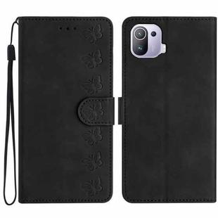 For Xiaomi Mi 11 Pro Seven Butterflies Embossed Leather Phone Case(Black)