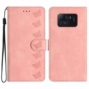 For Xiaomi Mi 11 Ultra Seven Butterflies Embossed Leather Phone Case(Pink)
