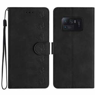 For Xiaomi Mi 11 Ultra Seven Butterflies Embossed Leather Phone Case(Black)