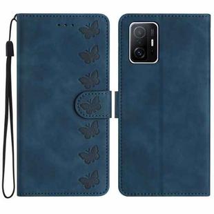 For Xiaomi 11T / 11T Pro Seven Butterflies Embossed Leather Phone Case(Blue)