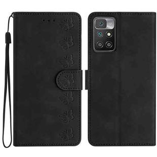 For Xiaomi Redmi 10 Seven Butterflies Embossed Leather Phone Case(Black)