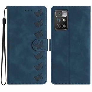 For Xiaomi Redmi 10 Seven Butterflies Embossed Leather Phone Case(Blue)