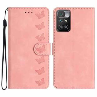 For Xiaomi Redmi 10 2022 Seven Butterflies Embossed Leather Phone Case(Pink)