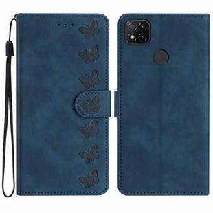 For Xiaomi Redmi 10A Seven Butterflies Embossed Leather Phone Case(Blue)