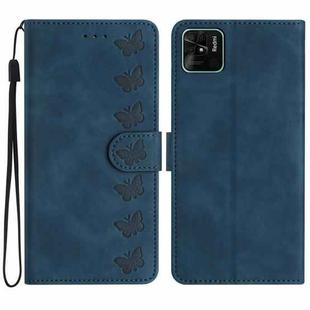 For Xiaomi Redmi 10C Seven Butterflies Embossed Leather Phone Case(Blue)