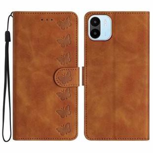 For Xiaomi Redmi A1 Seven Butterflies Embossed Leather Phone Case(Brown)