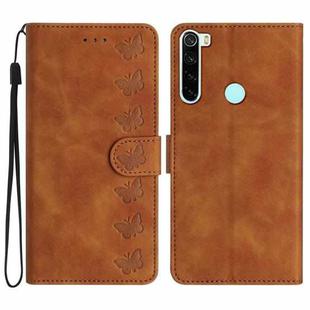 For Xiaomi Redmi Note 8T Seven Butterflies Embossed Leather Phone Case(Brown)