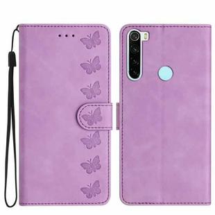 For Xiaomi Redmi Note 8T Seven Butterflies Embossed Leather Phone Case(Purple)