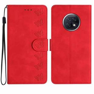 For Xiaomi Redmi Note 9 5G / Note 9T Seven Butterflies Embossed Leather Phone Case(Red)