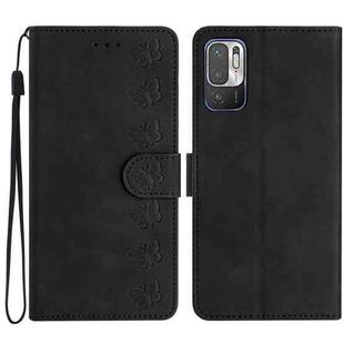 For Xiaomi Redmi Note 10 5G Seven Butterflies Embossed Leather Phone Case(Black)