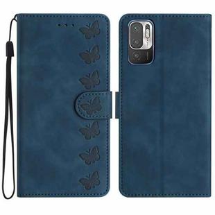 For Xiaomi Redmi Note 10 5G Seven Butterflies Embossed Leather Phone Case(Blue)