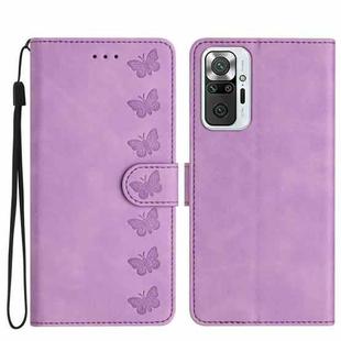 For Xiaomi Redmi Note 10 Pro Seven Butterflies Embossed Leather Phone Case(Purple)