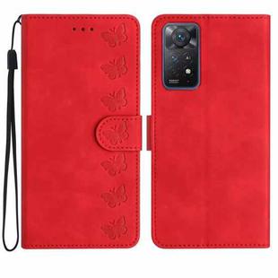 For Xiaomi Redmi Note 11 Pro 5G Global Seven Butterflies Embossed Leather Phone Case(Red)
