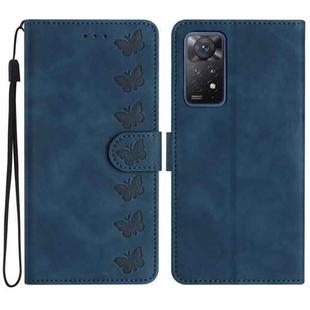 For Xiaomi Redmi Note 11 Pro 5G Global Seven Butterflies Embossed Leather Phone Case(Blue)