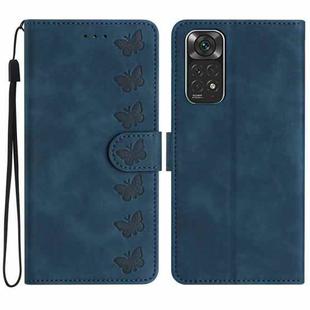 For Xiaomi Redmi Note 11 5G Seven Butterflies Embossed Leather Phone Case(Blue)