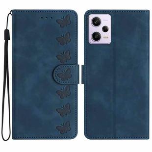 For Xiaomi Redmi Note 12 Pro 5G Global Seven Butterflies Embossed Leather Phone Case(Blue)