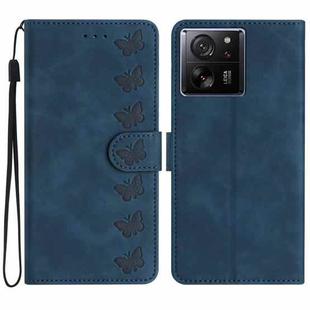 For Xiaomi 13T Seven Butterflies Embossed Leather Phone Case(Blue)