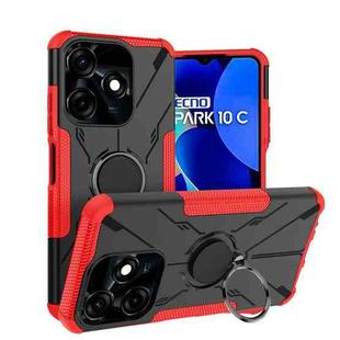 For Tecno Spark 10C Armor Bear Shockproof PC + TPU Phone Case with Ring(Red)