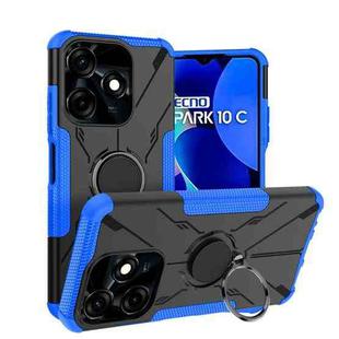 For Tecno Spark 10C Armor Bear Shockproof PC + TPU Phone Case with Ring(Blue)